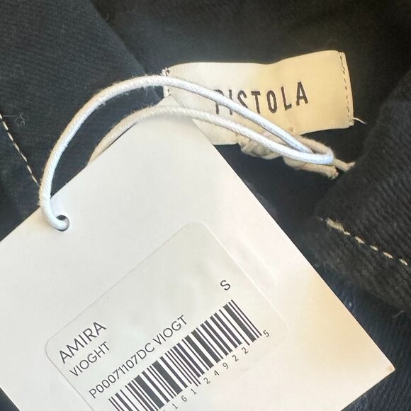 Pistola Amira Denim Midi Dress Vioght Black High Slit Long Sleeve Size Small NWT - Picture 12 of 13